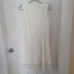 White Calvin Klein Mesh-Inset Dress